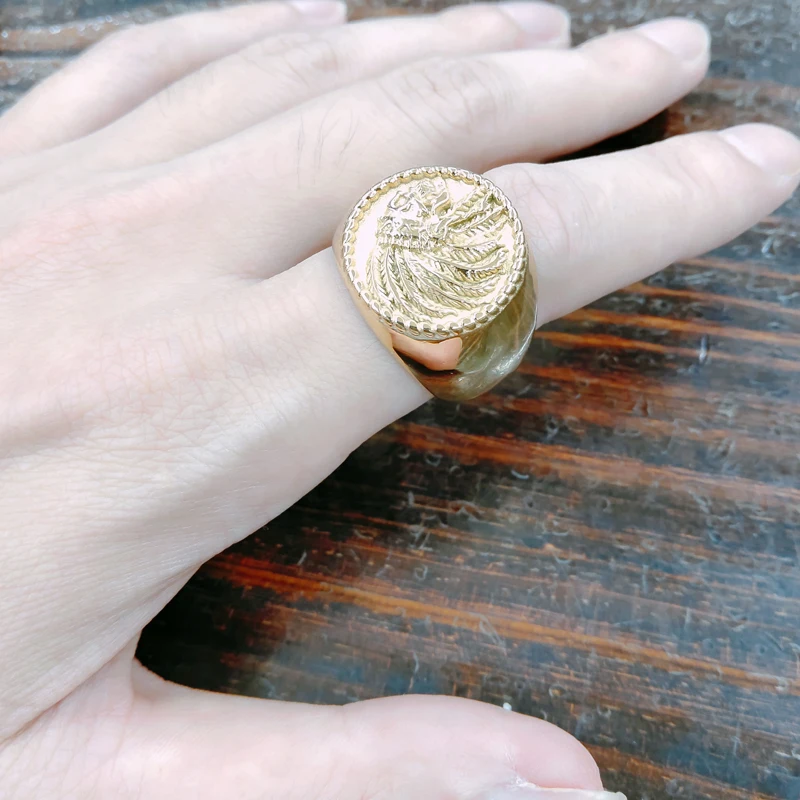 Мужское Винтажное кольцо с черепом Золотое из нержавеющей стали в стиле панк