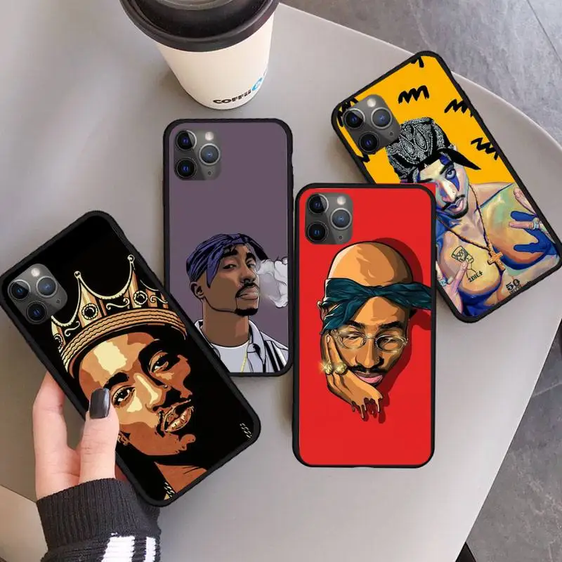 

Rapper 2pac Tupac pattern Phone Case for iPhone 11 12 pro XS MAX 8 7 6 6S Plus X 5S SE 2020 XR mini