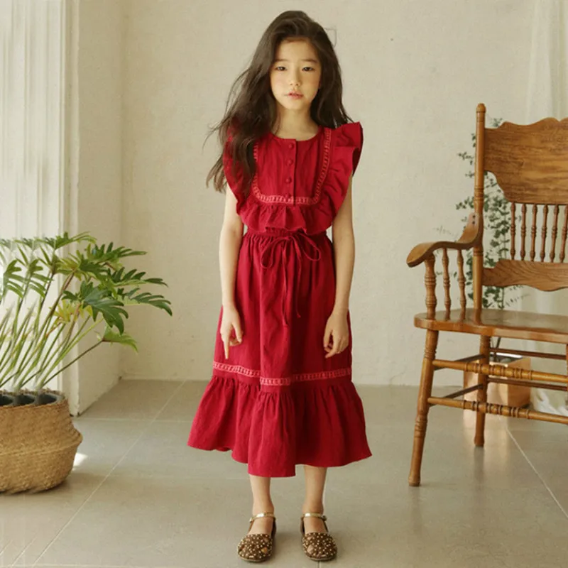 Brand 2020 New Girls Summer Dress Lotus Leaf Pure Cotton Baby Lace Children Princess Kids Dresses Parent-child #2791 | Детская одежда и