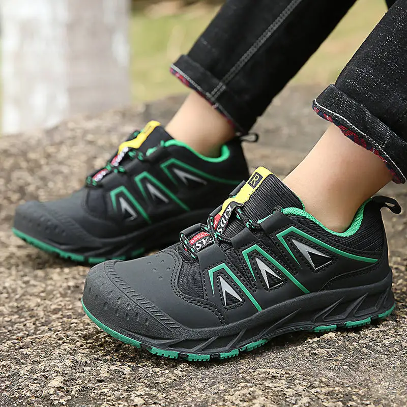 Fashion Spring Hiking Shoes Boy Girls Outdoor Shoes Teenagers Children Shoes Climbing Sneakers Leather Non-slip Sport Shose Kids