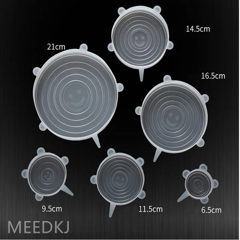 

6pcs multifunctional silicone fresh-keeping lid can be stretched and sealed fresh-keeping lid household silicone bowl lid