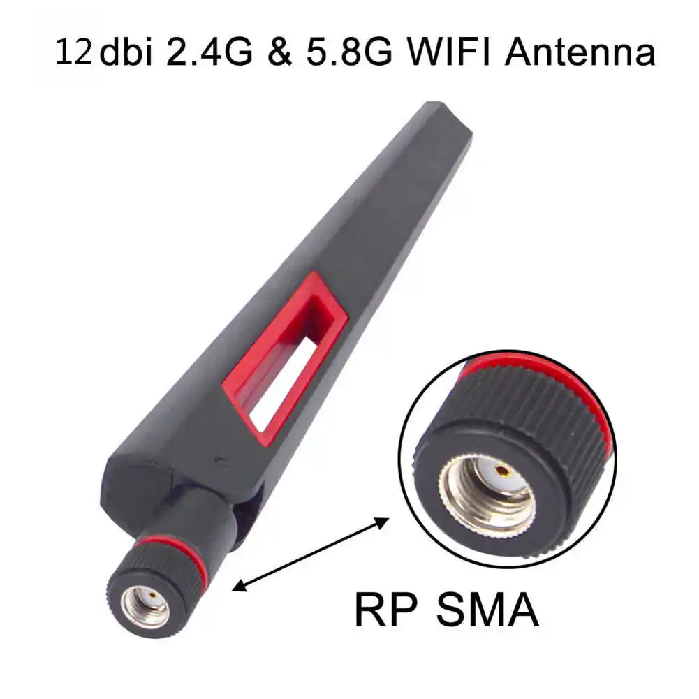 

2pcs 12dBi 2.4GHz 5GHz Dual-Band Wireless Network Card WIFI Antenna IP Camera Wi-Fi Antenna Enhances Wireless Coverage