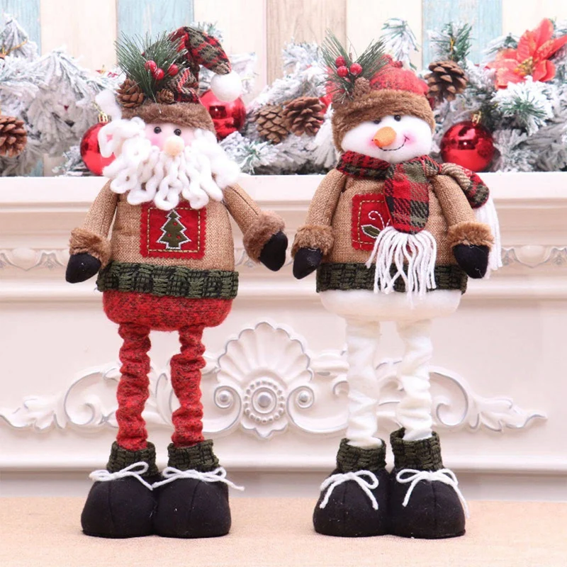 

Merry Christmas Gifts New Year Santa Claus and Snowman retractable dolls Children Toys