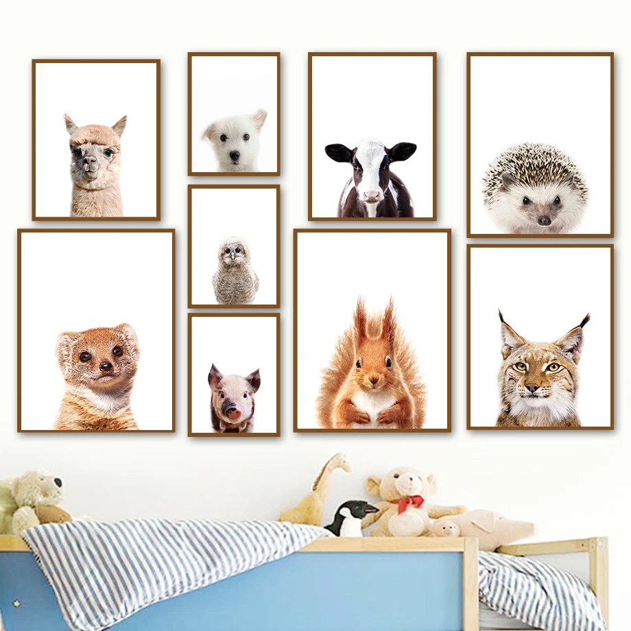 

Bear Dog Alpaca Lynx Mouse Squirrel Koala Owl Wall Art Canvas Painting Nordic Poster And Prints Wall Pictures Kids Room Decor