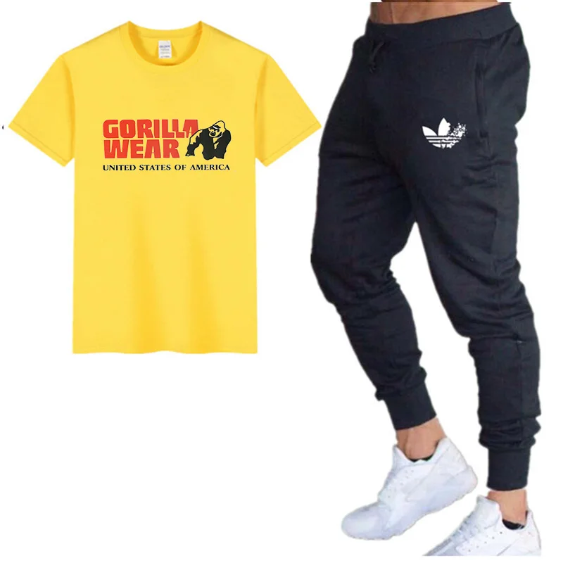 2019 мужской спортивный костюм для бега Быстросохнущий Спортивный из двух