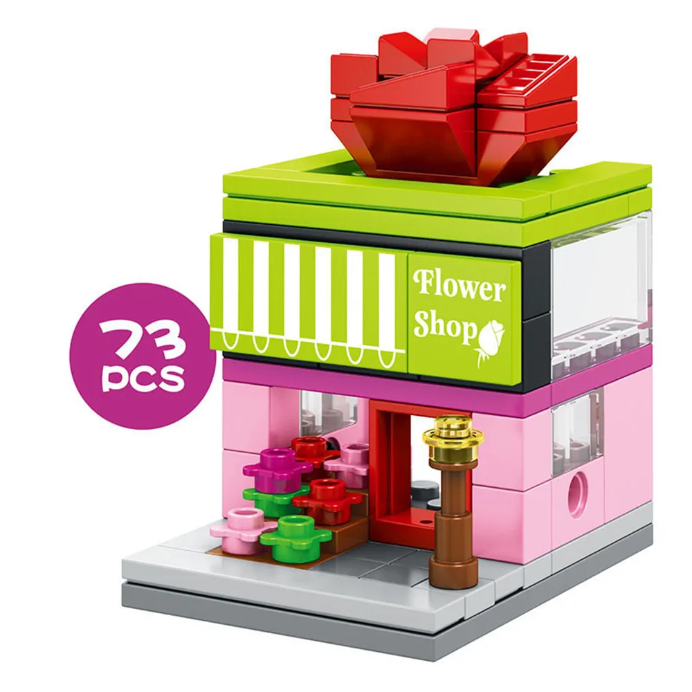 Single Mini City Street Series Fruit Flower Shop 3D Model Building Blocks Architecture Bricks Toys For Children Boys Girls Gifts | Игрушки и