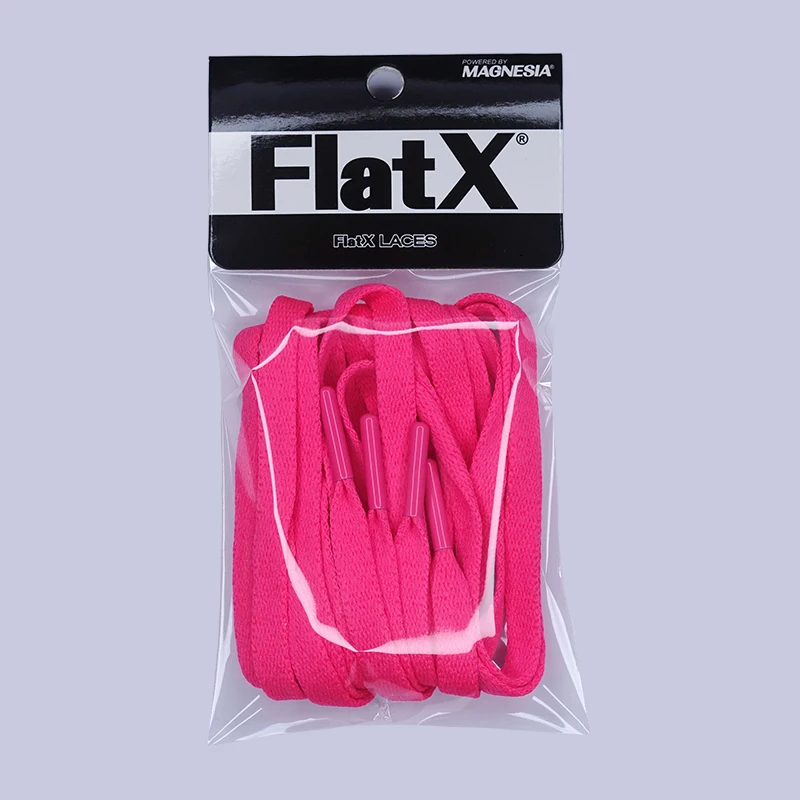 FlatX 8 мм неоновые розовые/неоновые розовые шнурки с металлическими наконечниками