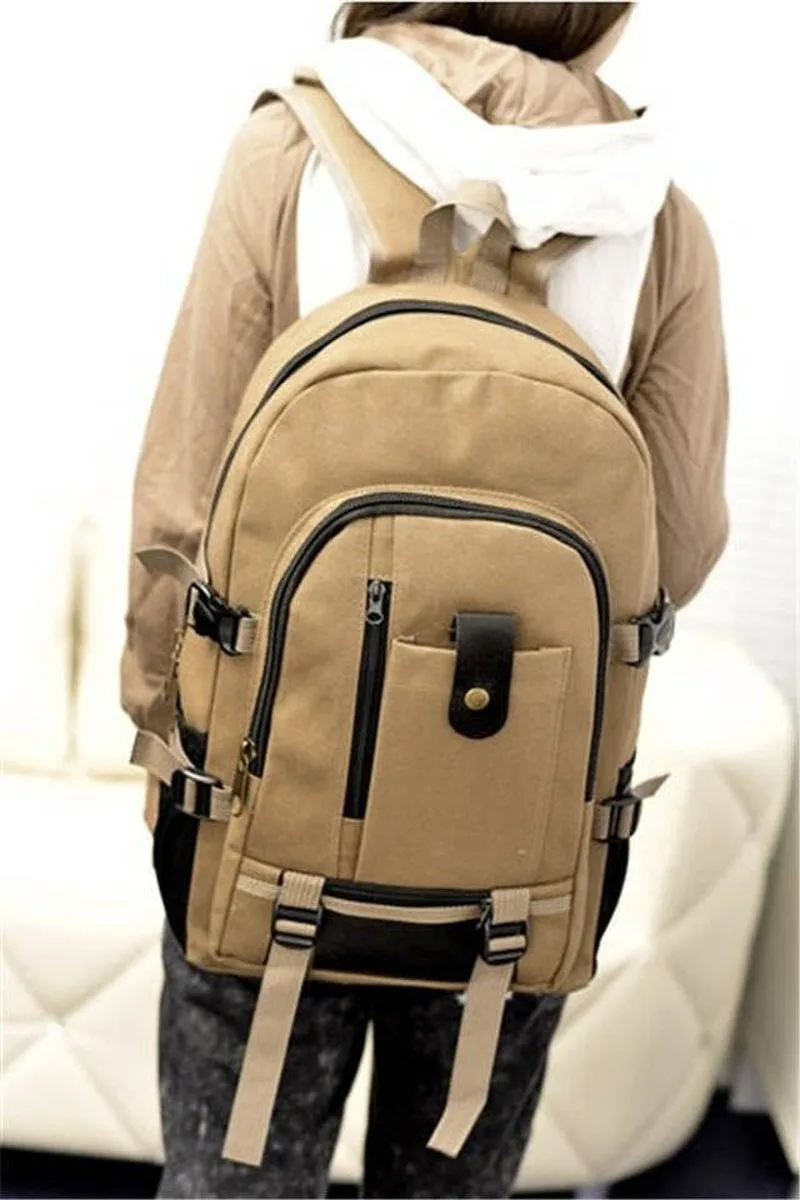 

All-match Canvas Men's Simple Large-capacity School Bag Fashion Trend Korean Student Multifunction High Capacity Backpack