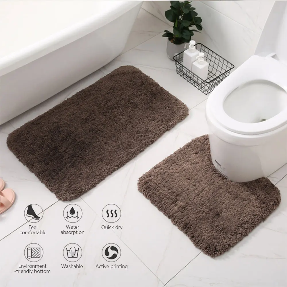 Bath Pedestal Mat Set Luxury Bathroom Rug Non Slip Water Absorbent Toilet Floor Carpet Machine Washable U Shaped Contour | Дом и сад