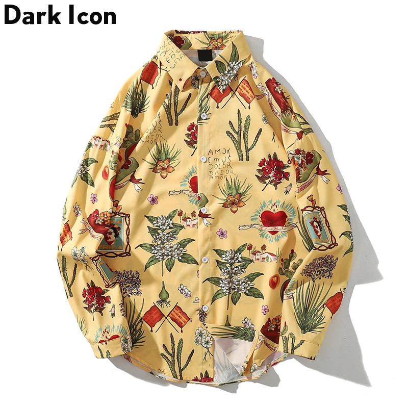 Мужская рубашка с коротким рукавом Dark Icon гавайская в стиле хип-хоп цветочным
