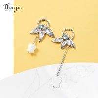 thaya summer flower jewelry eardrops romantic 925 sterling silver needle white shells earrings for women elegant jewelry gifts