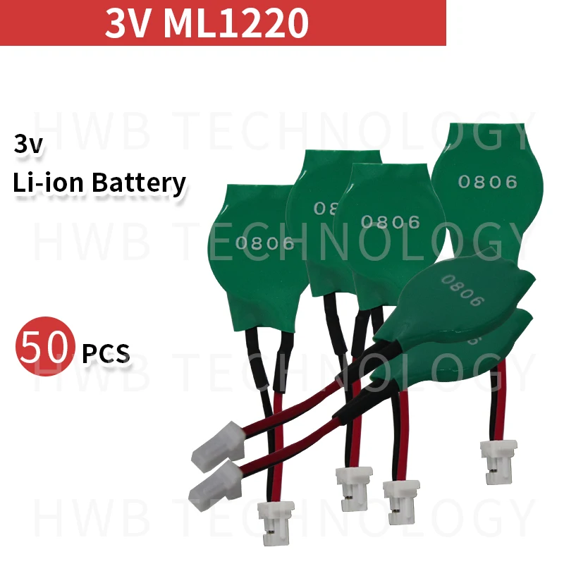 50 шт. ML1220 ML 1220 перезаряжаемый 3V CMOS аккумулятор RTC w/кабель для резервного