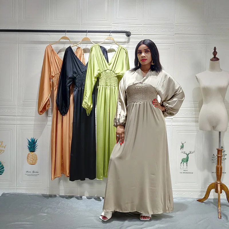 

Big Swing Dress Round Collar Long Sleeves Solid Color High Waist Temperament Commute plus size dress woman dress