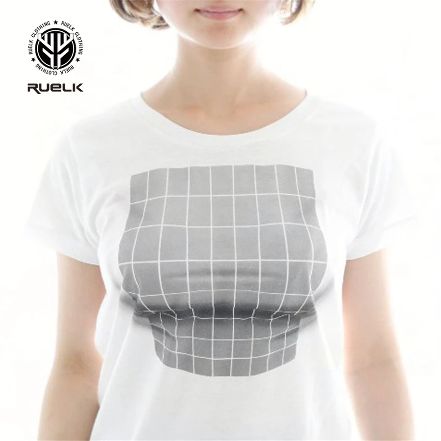 

Women's T-shirt Spring Fashion Funny Optical Illusion Female Graphic T-shirt Big Breast Illusion Women T-shirt Short Sleeve