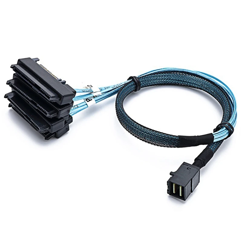 

Internal Mini SAS SFF-8643 to (4) 29Pin SFF-8482 Connectors with SAS 15Pin Power Port, 1M / 3.3FT