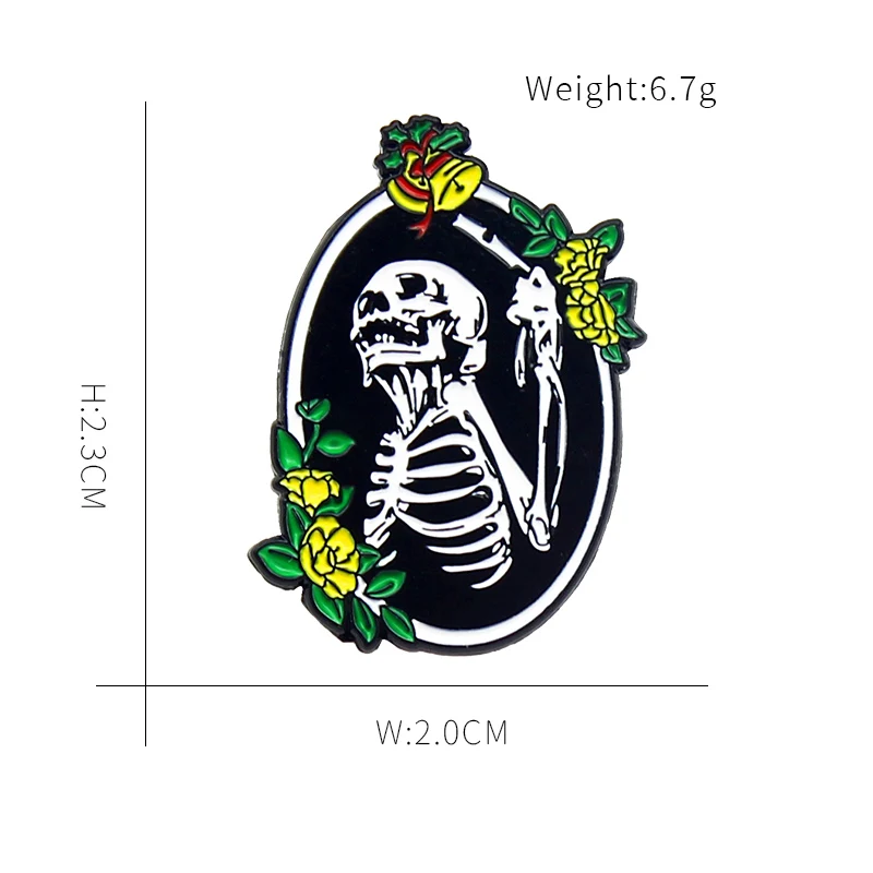 Панк Скелет смерти брошь Череп кости темное масло картина эмаль булавки