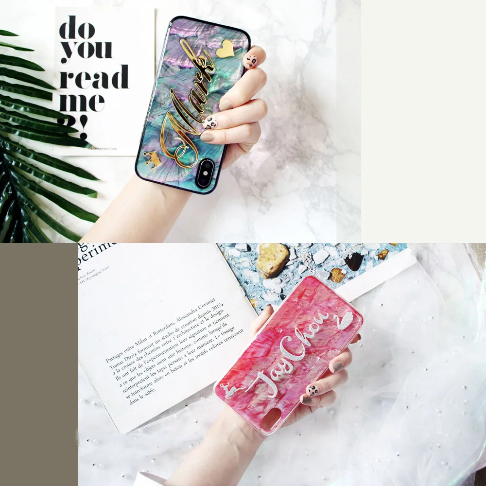 Для iphone 11 pro max 6 7 8 10 plus XR XS XSMAX X персональный Радужный мягкий чехол уникальный подарок заказное имя блестящий чехол для телефона