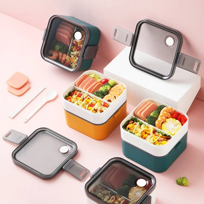 

Portable Lunch Box Microwae Heating Lunch Container Salad Fruit Food Storage Box For Kids Kitchen Bento Dinnerware Boxes