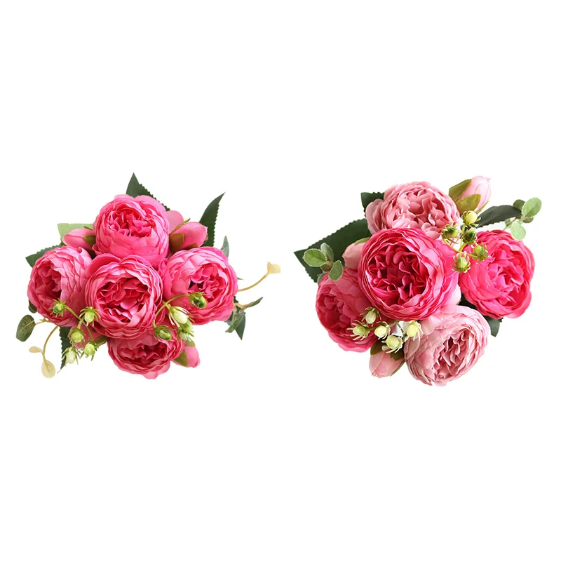 1 букет из 9 розовых шелковых цветов искусственные цветы Осенний Искусственный