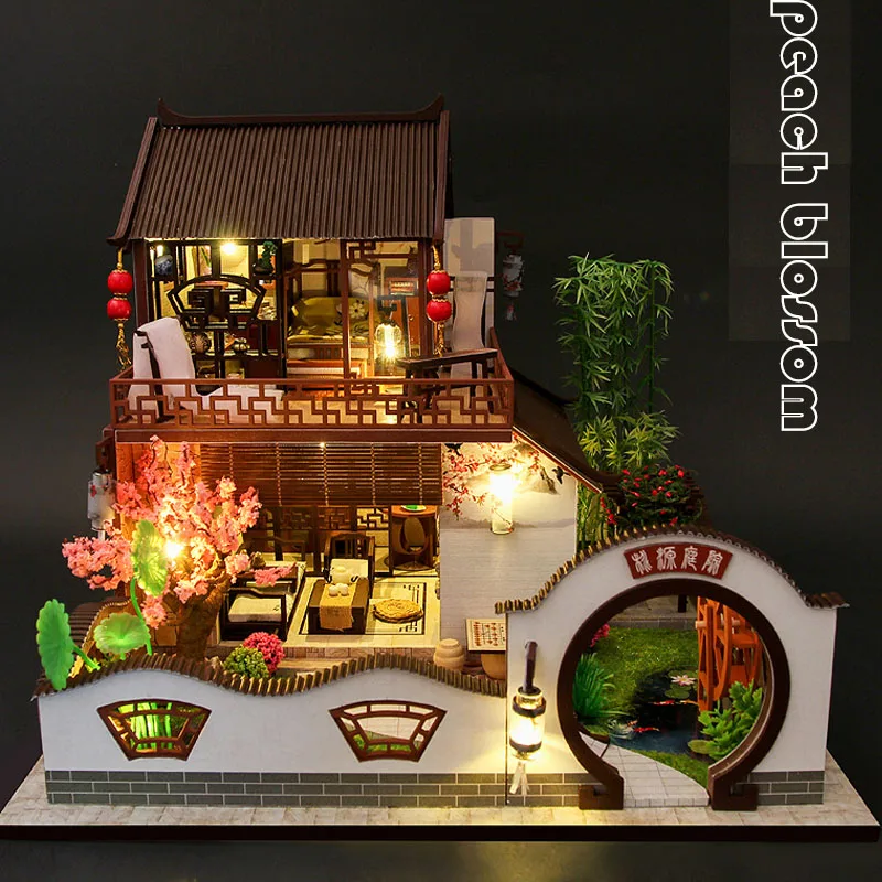

Miniature Model DIY Doll Puppet Home Peach Blossom Small Furniture House Accessories Birthday Toy Gifts For Adults And Children