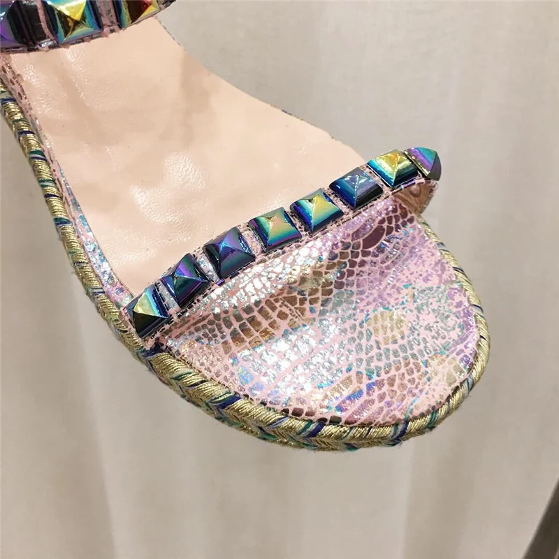 2020 осень модные женские разноцветные сапоги для дождя с заклепками круглый носок