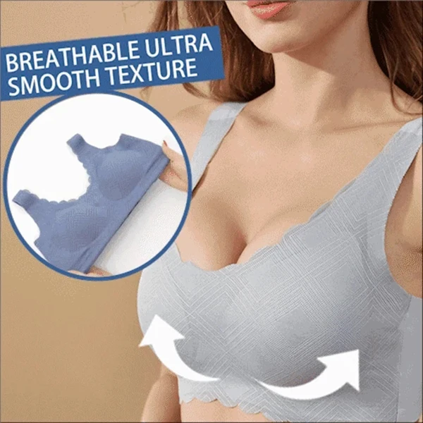 

Plus Size Seamless Bra Women's Wireless Underwear 3D Breathable Thin Bra with Thickened Elastic Shoulder Strap H9