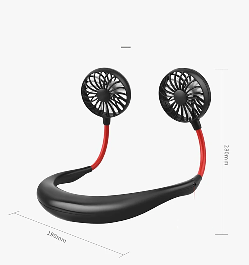 Usb Portable Fan Hands-free Neck Hanging Rechargeable Mini Sports Fans 3 Gears Air Conditioner Adjustable Home 2000 Mare | Бытовая