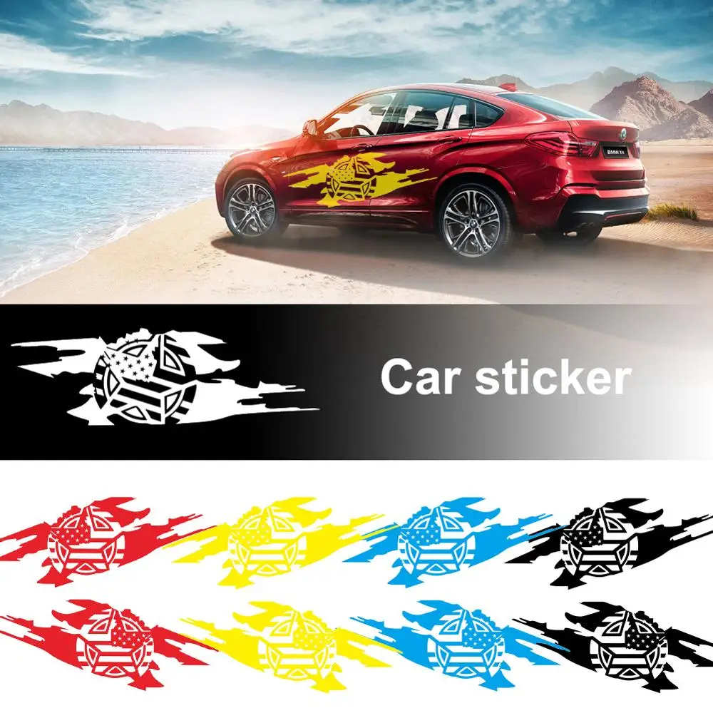

2 PC Car Auto Body Sticker Engine Hood United States Flag Five-Pointed Star Self-Adhesive Vinyl Graphics Decals Waterproof