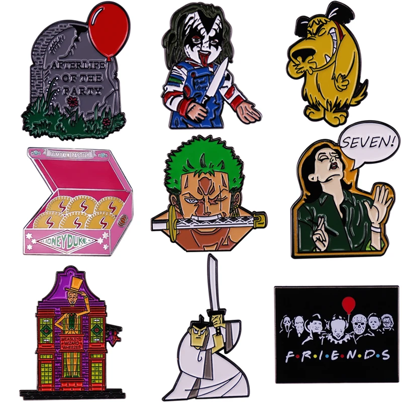 

MD885 DMLSKY Funny Horror Movie Enamel Pins and Brooches for Women Men Anime Lapel pin backpack bags badge Collection Gifts