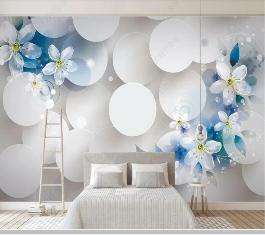 

Papel de parede 3D three-dimensional flower circles modern 3d wallpaper,living room tv wall bedroom home decor KTV bar mural