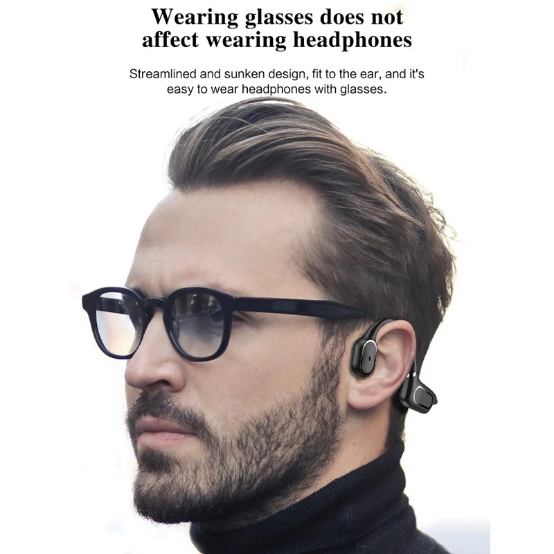 

Bluetooth 5.0 Bone Conduction Headset Smart Press Headphone with Mic IP55 Waterproof Headphones