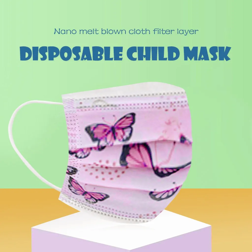 

50PCS Child Kids Disposable Face Masks 3 Layer Anti-Dust Pollution Masks Fabric Meltblown Dustproof Cartoon Mask mascarilla