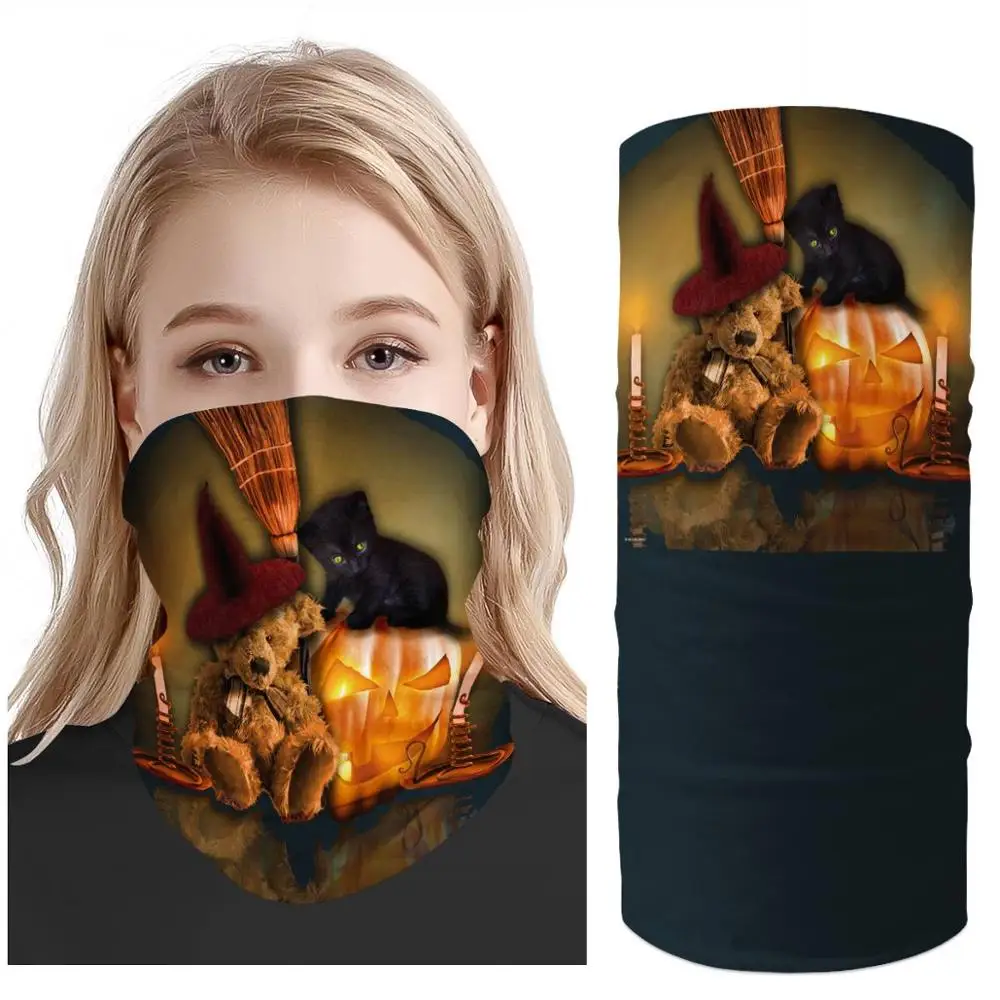 Halloween 3D print Multiway Outdoor Bandana for Skiing Windproof Cycling UV Fishing Protection Hiking mask Pumpkin lantern | Аксессуары