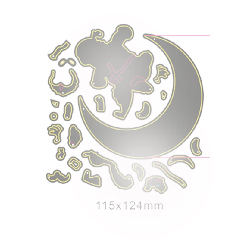 Металлические трафареты для вырезания Санта лежа на Луне рукоделия декоративное