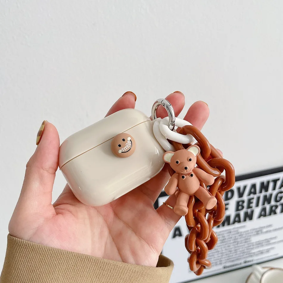 

Чехол для Airpods Pro, Роскошный милый чехол для наушников AirPods, модный защитный чехол с цепочкой на запястье, мягкий чехол для Airpods 2