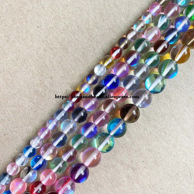 

Smooth K9 Mixed Color Austria Crystal Synthetic Moonstone Round Loose Beads 15" Strand 6 8 10MM Pick Size For Jewelry Making DIY