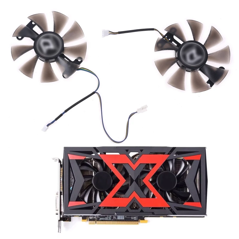 

2x 85mm PLD10015B12H 0.55A RX580 RX590 for POWERCOLOR DATALAND Radeon RX 580 590 Graphics Card Cooling Fan