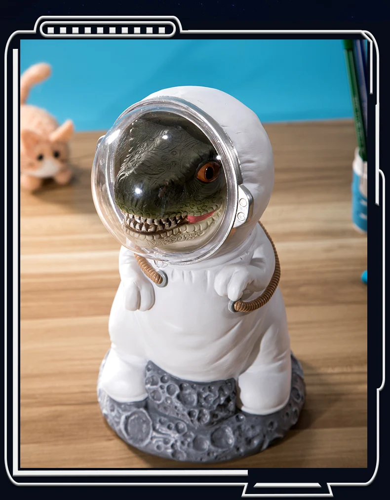 

Lovely Cartoon Space Dinosaurs Resin Money Box Creative Piggy Bank coin storage box holder toy Dinosaurs Save Money Cans ZL410