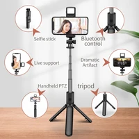 high quality portable phone clip bluetooth remote shutter selfie stick tripod with selfie led light