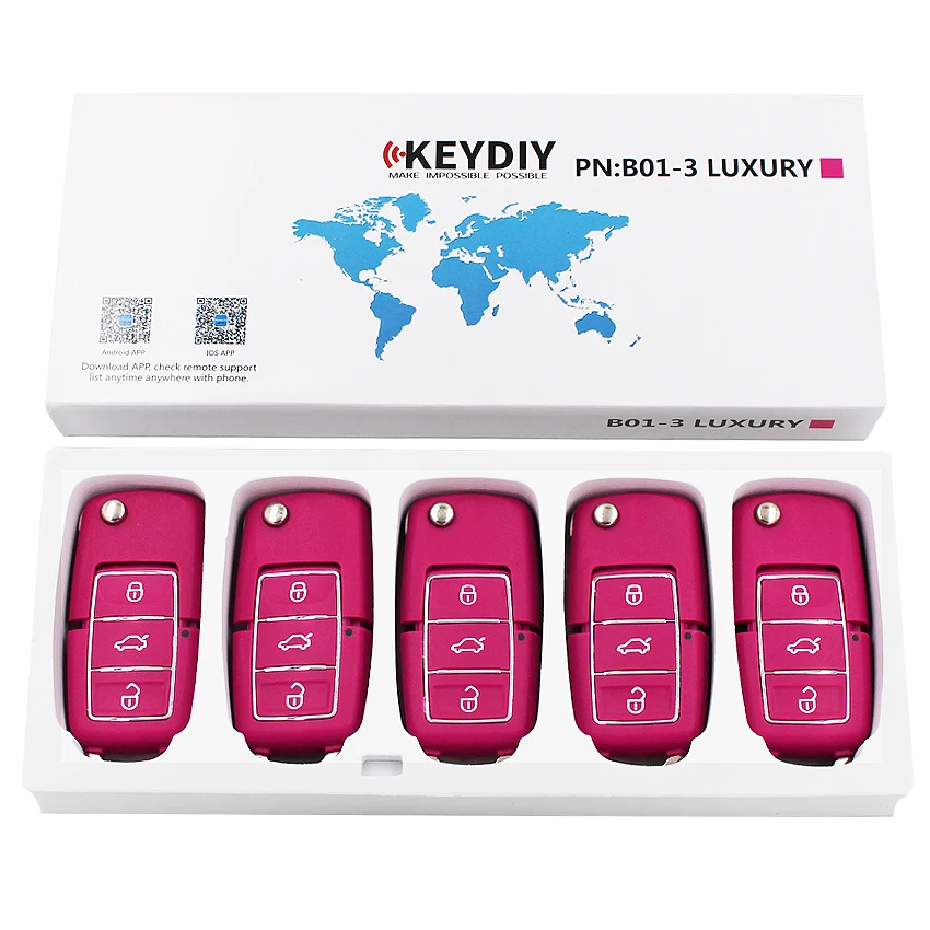 5pcs/lot KEYDIY B series B01-3 luxury black green yellow blue pink 3 button universal remote control for KD900 URG200 KD-X2 - купить по