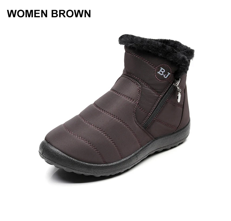 women brown Merkmak/Новинка года; Зимняя мужская обувь; модные теплые зимние ботинки; нескользящие водонепроницаемые ботильоны; однотонные ботинки для пар; большие размеры - Цвет: women brown