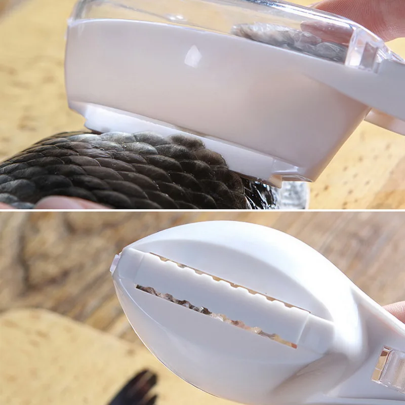 New Fish Skin Brush Scraping Fishing Scale Graters Fast Remove Knife Cleaning Peeler Scaler With Device | Дом и сад