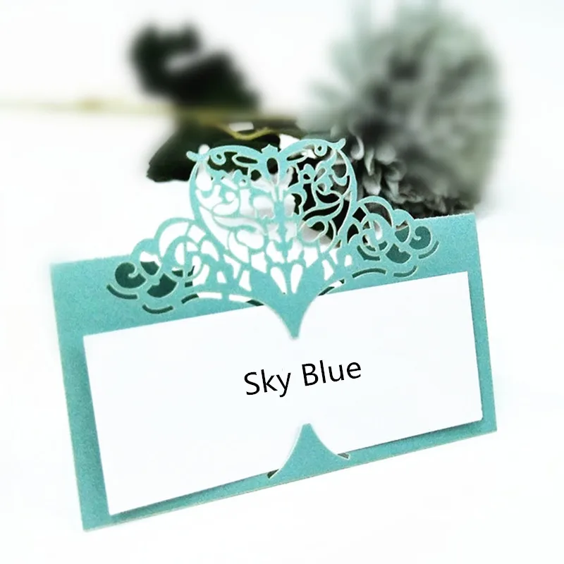 sky blue 50 шт белые полые в форме лебедя свадебные вечерние настольные карточки с именем для декора лазерная резка сидения Декорации для свадьбы 6Z - Цвет: sky blue