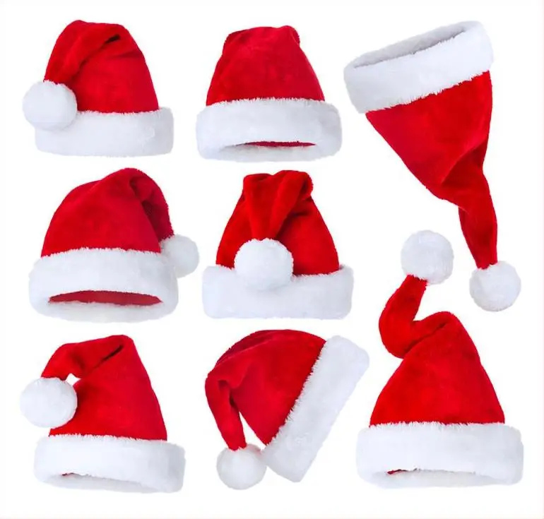 

New Year Santa Claus Christmas Hat Plush Thick Cotton Adult Children Christmas Hat Merry Christmas Holiday Supplies Decoration