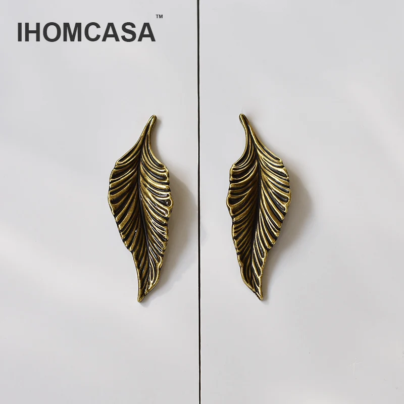 Ручка для кухонного шкафа IHOMCASA медь золотой лист дерева ручка ящика винтажные