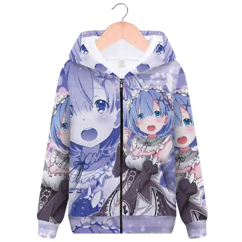 

Новинка Аниме Re: Zero kara Hajimeru Isekai Seikatsu 3D толстовки Rem Косплей длинный рукав молния толстовка с капюшоном пальто