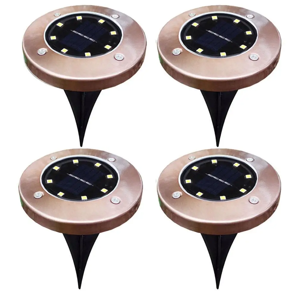 

SOLLED 1 шт./4 шт. Нержавеющая сталь солнечных батарей 8 светодиодов подземный светильник бронза Цвет садовый светильник сада непромокаемые лам...