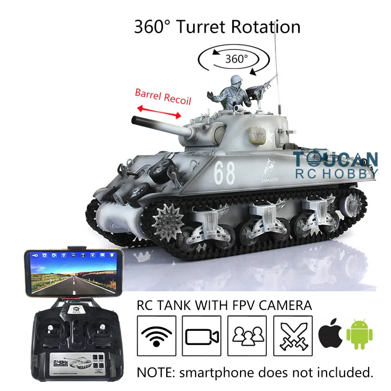 

Henglong 1/16 Snow 6.0 M4A3 Sherman FPV RC Tank 3898 360 Turret Barrel Recoil TH17079-SMT2