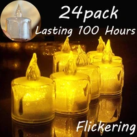 christmas decor led candles flickering crystal clear tea lights24 pack flameless candles 100 hours candles battery operated