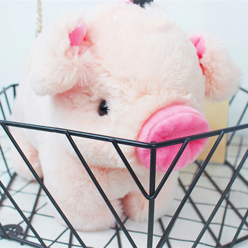 Розовая плюшевая свинья сумка для куклы набивные животные на одно плечо кошелек